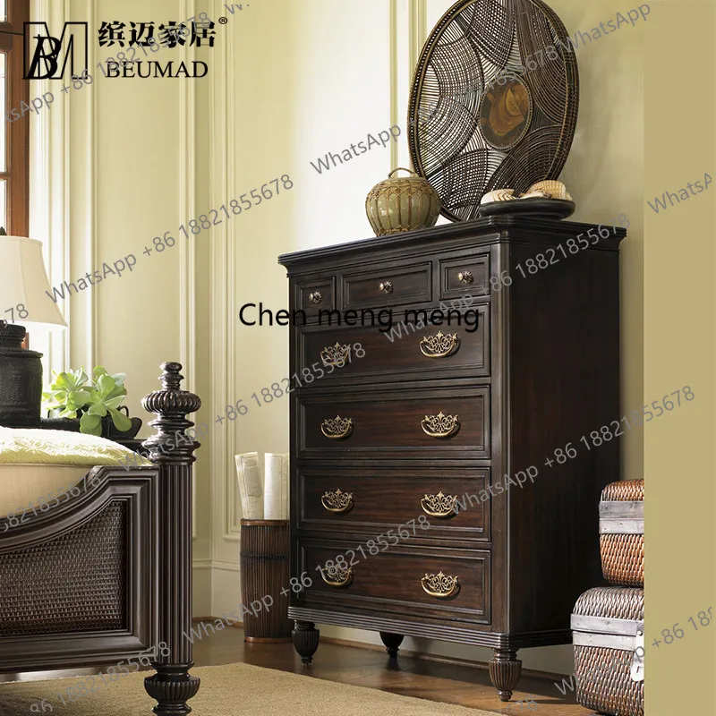 American retro old medium and ancient style dark coffee color solid wood bucket cabinet classical high storage side cabinet
American retro old medium and ancient style dark coffee color solid wood bucket cabinet classical high storage side cabinet