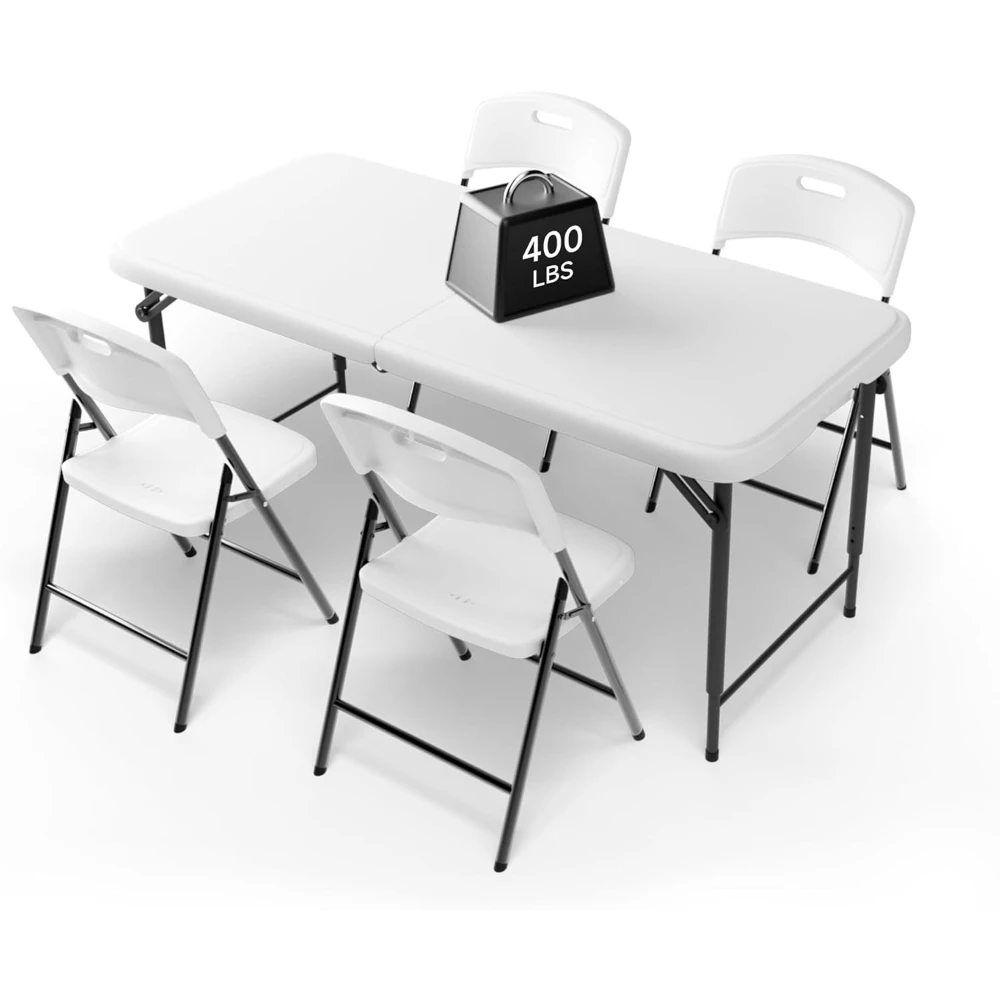 4FT Folding Table Set with 4 Chairs, Portable Foldable for Camping Parties Indoor Outdoor
4FT Folding Table Set with 4 Chairs, Portable Foldable for Camping Parties Indoor Outdoor