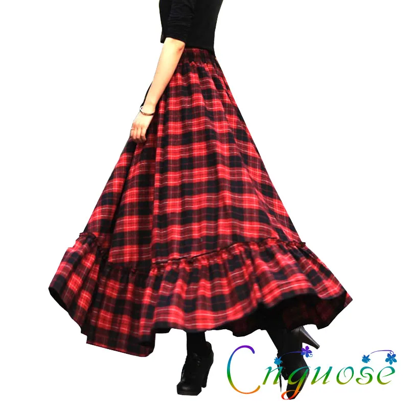 Female Elegant Casual Pastoral Retro Style Red Woolen Plaid Woman Skirt Plus Size Ruffle Pleated Wrap Skirts Womens
Female Elegant Casual Pastoral Retro Style Red Woolen Plaid Woman Skirt Plus Size Ruffle Pleated Wrap Skirts Womens