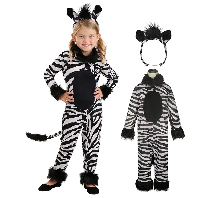 2025 New Child Zoo Animal Dress Up Halloween Kids Zebra Costume Jumspuit With Headband Ears Zebra Union Suit for Girls
2025 New Child Zoo Animal Dress Up Halloween Kids Zebra Costume Jumspuit With Headband Ears Zebra Union Suit for Girls