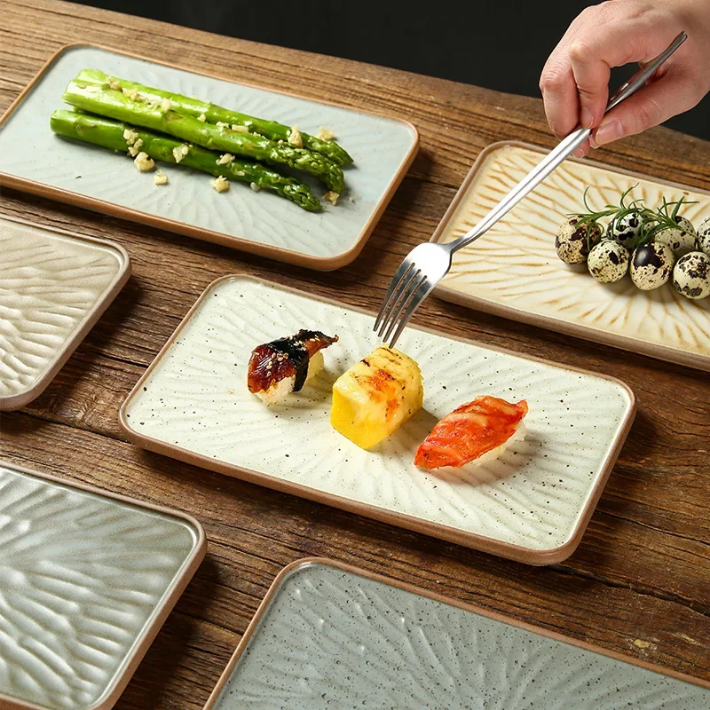 Japanese and Korean cuisine coarse pottery rectangular sushi plate Japanese barbecue grilled bird plate ceramic long plate
Japanese and Korean cuisine coarse pottery rectangular sushi plate Japanese barbecue grilled bird plate ceramic long plate