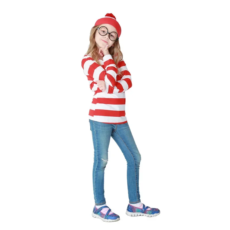 Chlid Wally Waldo Cosplay Costume Girls White Red Stripe Shirt World Book Day Outfit Fancy Dress
Chlid Wally Waldo Cosplay Costume Girls White Red Stripe Shirt World Book Day Outfit Fancy Dress