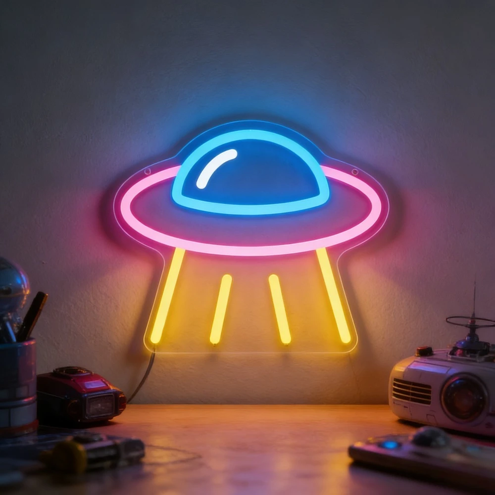 UFO Spaceship LED Neon Sign for Bedroom Game Room Bar Decor Night Light Gift for Kids Adults Space Adventure Wall Art Lighting
UFO Spaceship LED Neon Sign for Bedroom Game Room Bar Decor Night Light Gift for Kids Adults Space Adventure Wall Art Lighting
