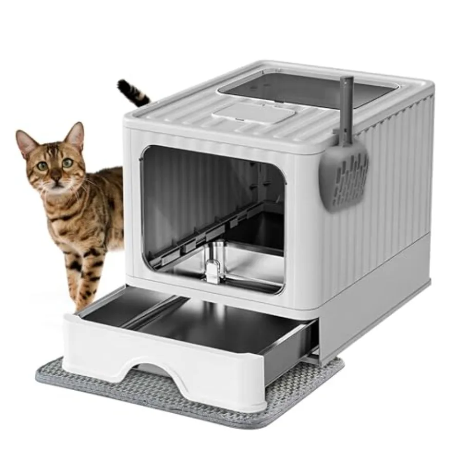 Stainless Steel Cat Litter Box With Lid, Top and Front Entry Enclosed Metal Litter Box, Large Covered Drawer Type Foldable Cat
Stainless Steel Cat Litter Box With Lid, Top and Front Entry Enclosed Metal Litter Box, Large Covered Drawer Type Foldable Cat