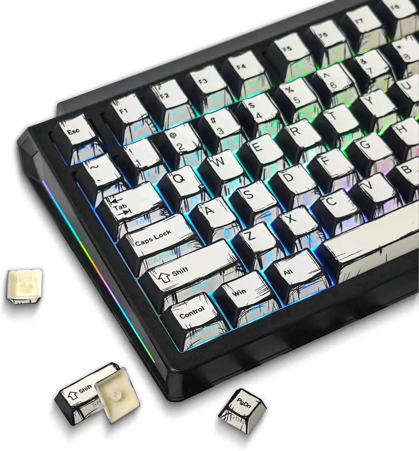 White 137 Keycaps Set Keyboard (Typing Gaming or Anime Themed) Shine Through Side Key Caps100% 75% 65% 60%)
White 137 Keycaps Set Keyboard (Typing Gaming or Anime Themed) Shine Through Side Key Caps100% 75% 65% 60%)