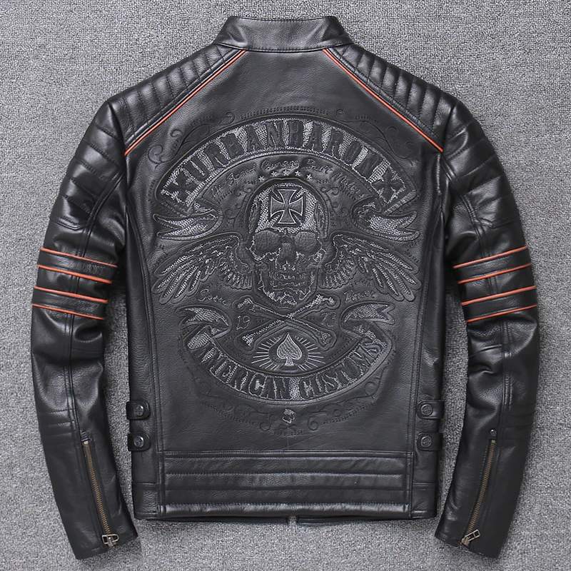 Free shipping.DHL sales Brand plus size black men skull leather Jackets men's genuine Leather biker jacket.motorbiker coat
Free shipping.DHL sales Brand plus size black men skull leather Jackets men's genuine Leather biker jacket.motorbiker coat
