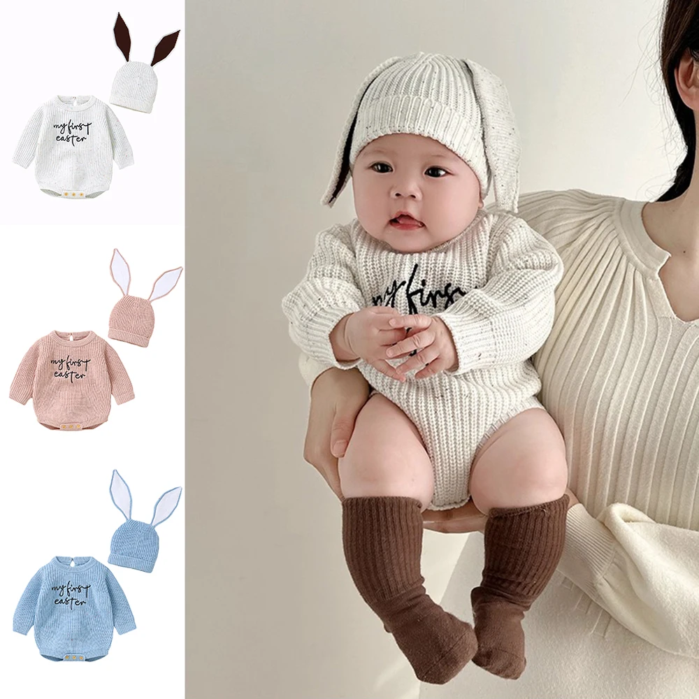 Infant Boy Girl Jumpsuit Long Sleeve Spring Toddler Kid Clothing Fashion Newborn Baby Knit Bodysuit With Cute Rabbit Ear Hats
Infant Boy Girl Jumpsuit Long Sleeve Spring Toddler Kid Clothing Fashion Newborn Baby Knit Bodysuit With Cute Rabbit Ear Hats