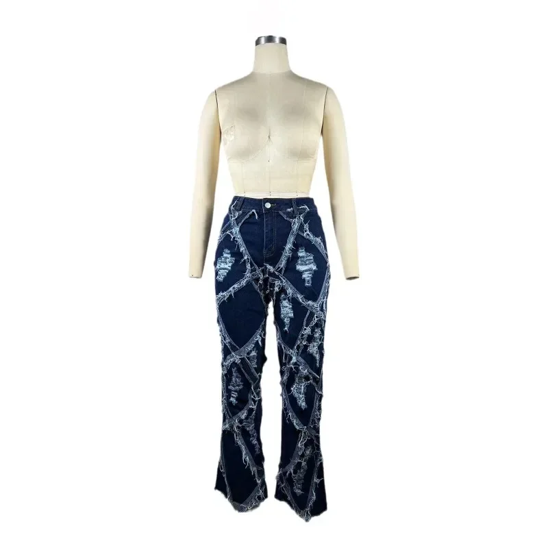 Women Hole Tassel Plaid Denim Flare Pants Fashion Button Fly High Waist Stretch Pockets Slim Boot Cut Jeans Trousers Streetwear
Women Hole Tassel Plaid Denim Flare Pants Fashion Button Fly High Waist Stretch Pockets Slim Boot Cut Jeans Trousers Streetwear