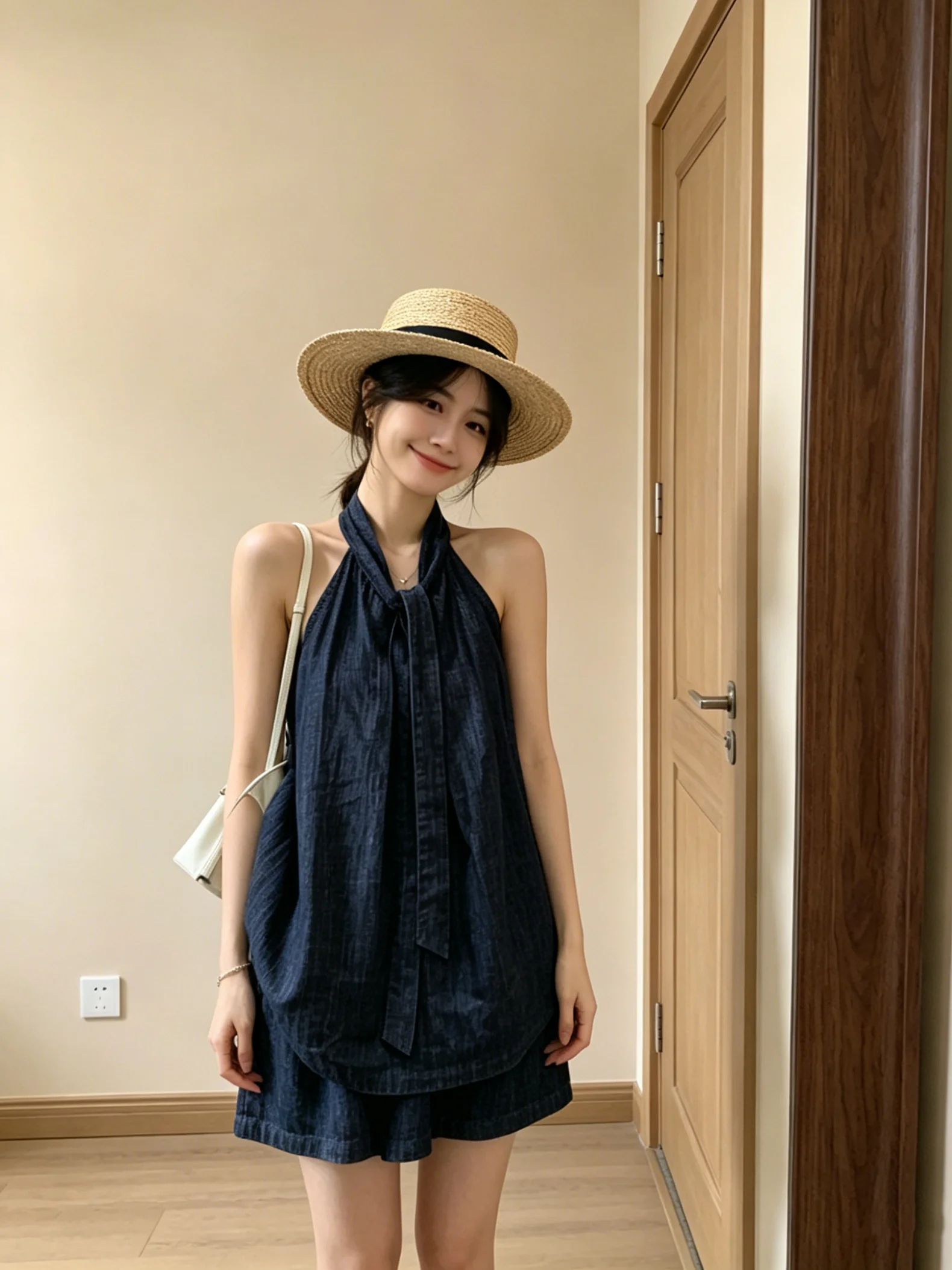 Retro Fashionable Women's Denim Blue Halter Top Wide Leg Shorts Summer 2026 Trendy Set Complete Casual Style V-Neck Sleeveless
Retro Fashionable Women's Denim Blue Halter Top Wide Leg Shorts Summer 2026 Trendy Set Complete Casual Style V-Neck Sleeveless