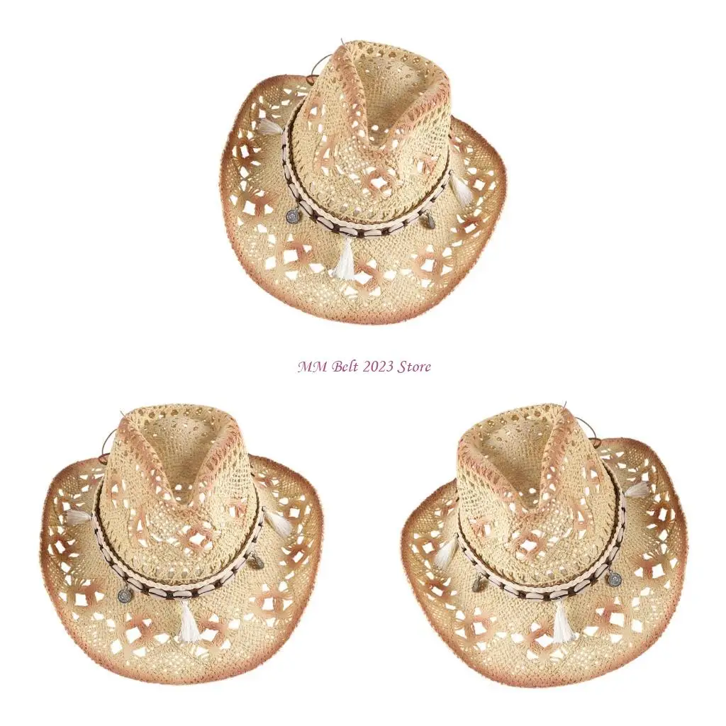 49ME Paper Straw Cowboy Hats Openwork Braided Design Wide Brimmed Sun Hat For Summer Outdoor Fashion Styles
49ME Paper Straw Cowboy Hats Openwork Braided Design Wide Brimmed Sun Hat For Summer Outdoor Fashion Styles