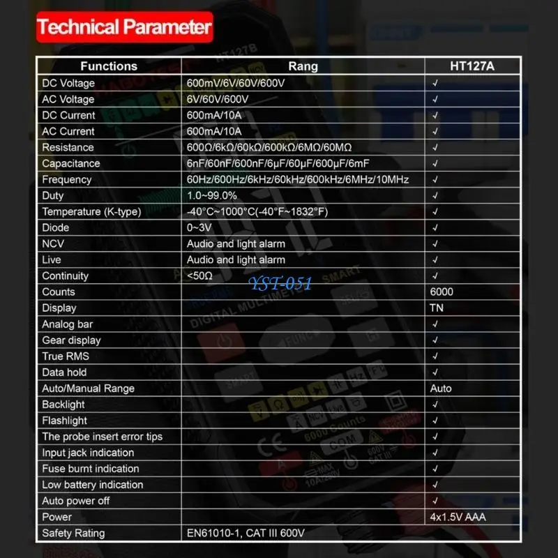 E15A Universal Digital Meter Mini Multifunctional Meter NCV Tester for Resistance Continuity Temperature Measurement Portable
E15A Universal Digital Meter Mini Multifunctional Meter NCV Tester for Resistance Continuity Temperature Measurement Portable
