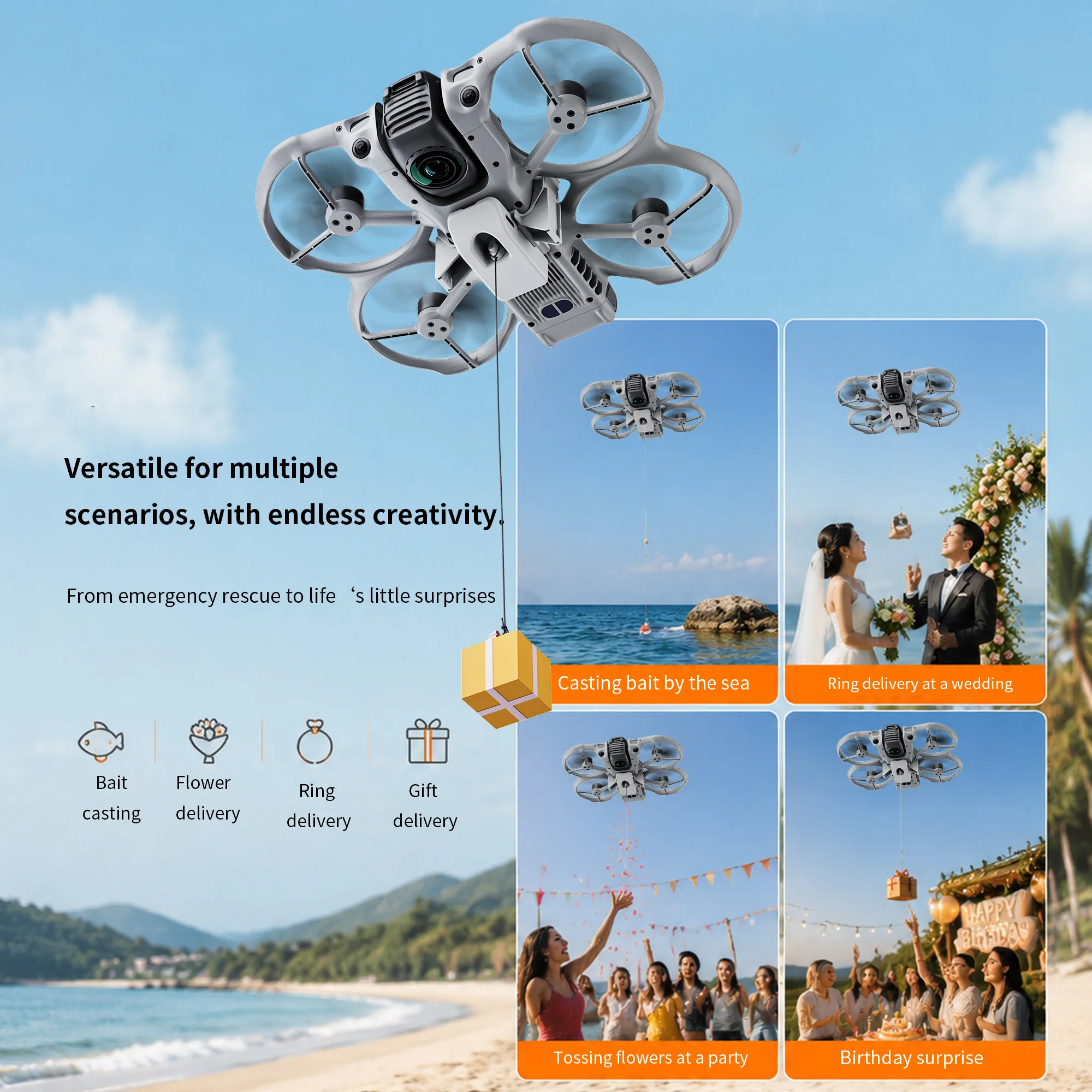 Airdrop System 12KM for DJI Avata 360 Drone Accessories Thrower Payload Dropper Transport Device
Airdrop System 12KM for DJI Avata 360 Drone Accessories Thrower Payload Dropper Transport Device