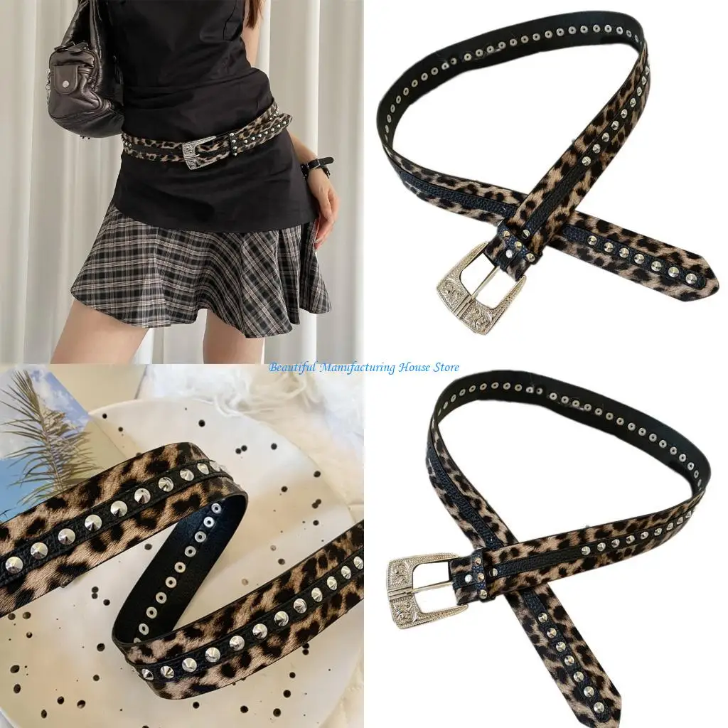 E56A Leopard Print Studded Belt Punk Rock Retro Unique Waistband Fashion Accessory for Women with Metal Rivets
E56A Leopard Print Studded Belt Punk Rock Retro Unique Waistband Fashion Accessory for Women with Metal Rivets