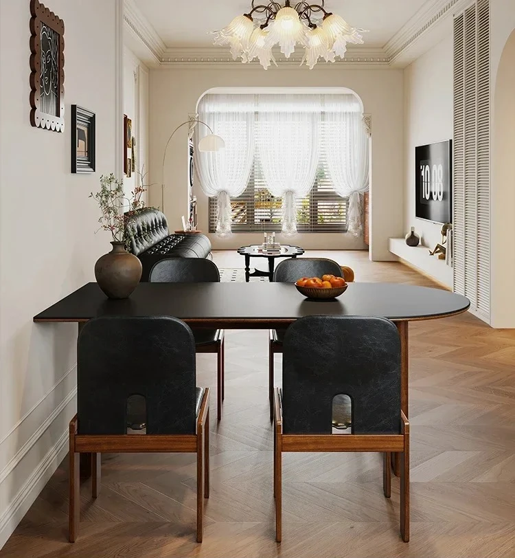 Mid-Ancient Dining Table Pure Black Enuo Stone Plate Solid Wood Kitchen Island Dining Table
Mid-Ancient Dining Table Pure Black Enuo Stone Plate Solid Wood Kitchen Island Dining Table