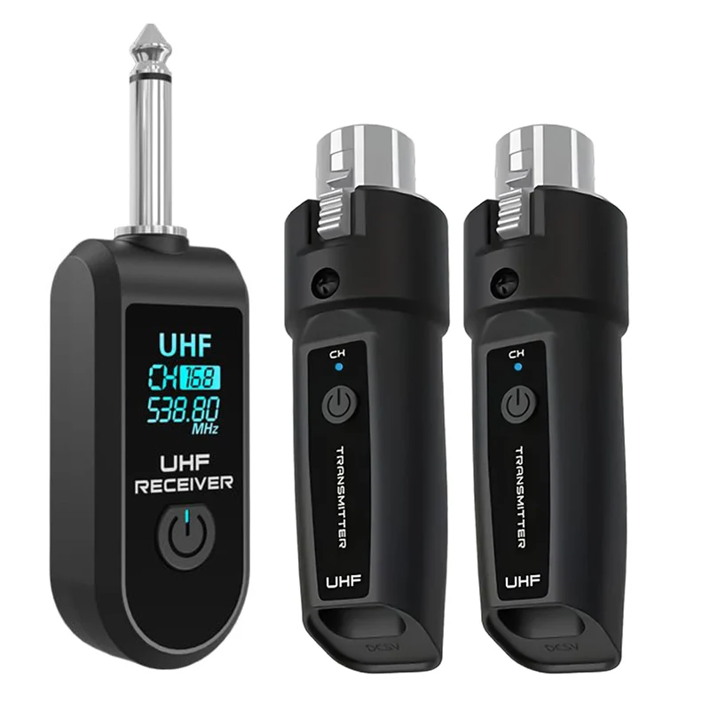 K-006 Wireless Microphone Transmitter and Receiver, Xlr Microphone Wireless System, Rechargeable Wireless Microphone Adapter for Mixers, Dynamic Microphone, Electric Guitar Bass, Live Mixer,/ Suitable for Performances, Parties, Conferences, Live Streaming
K-006 Wireless Microphone Transmitter and Receiver, Xlr Microphone Wireless System, Rechargeable Wireless Microphone Adapter for Mixers, Dynamic Microphone, Electric Guitar Bass, Live Mixer,/ Suitable for Performances, Parties, Conferences, Live Streaming