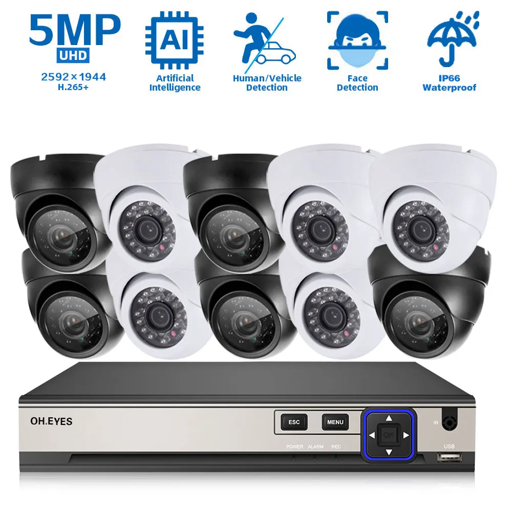 5MP POE Security Camera Set Dome Black Outdoor Waterproof 10CH NVR Kit 4K CCTV Video Surveillance Camera System Kit 8 Channel
5MP POE Security Camera Set Dome Black Outdoor Waterproof 10CH NVR Kit 4K CCTV Video Surveillance Camera System Kit 8 Channel