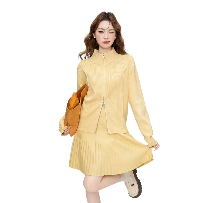 Новый французский вязаный свитер с длинными рукавами для женщин, плиссированная юбка с небольшой и тонкой талией, комплект для уменьшения возраста, рубашка на молнии
Новый французский вязаный свитер с длинными рукавами для женщин, плиссированная юбка с небольшой и тонкой талией, комплект для уменьшения возраста, рубашка на молнии