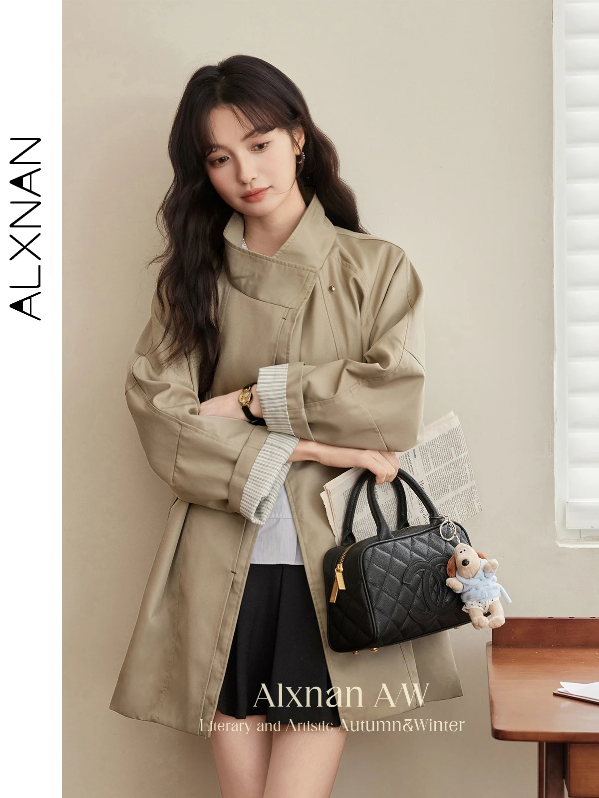 ALXNAN Khaki Short Trench Coat Women Stand Collar Raglan Sleeve Windbreaker Autumn Winter Casual Long Sleeve Outerwear L50605
ALXNAN Khaki Short Trench Coat Women Stand Collar Raglan Sleeve Windbreaker Autumn Winter Casual Long Sleeve Outerwear L50605
