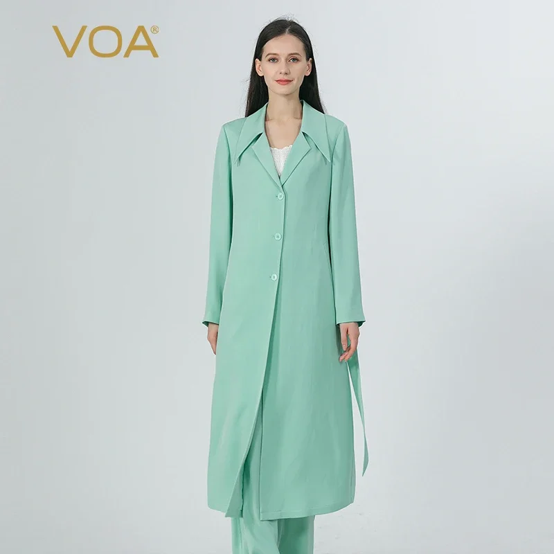 VOA Green 40 Momme Heavyweight Silk Trench Coat for Women Personality Suit Collar Straight Strap Silk Windbreaker Autumn FE283
VOA Green 40 Momme Heavyweight Silk Trench Coat for Women Personality Suit Collar Straight Strap Silk Windbreaker Autumn FE283