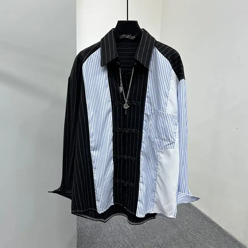 SuperAen Spring New Original Design Asymmetrical Patchwork Loose Vintage Striped Shirt Chinese Style Button Shirts
SuperAen Spring New Original Design Asymmetrical Patchwork Loose Vintage Striped Shirt Chinese Style Button Shirts