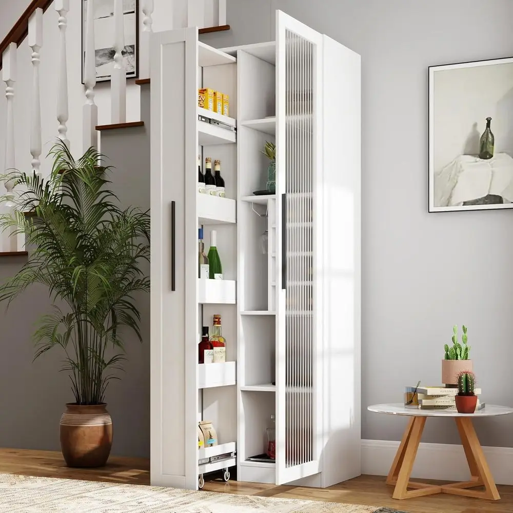 Multi-Tier Kitchen Pantry Cabinet with Glass Doors, Spice Rack, and Storage for Dining Rooms and Narrow Spaces
Multi-Tier Kitchen Pantry Cabinet with Glass Doors, Spice Rack, and Storage for Dining Rooms and Narrow Spaces