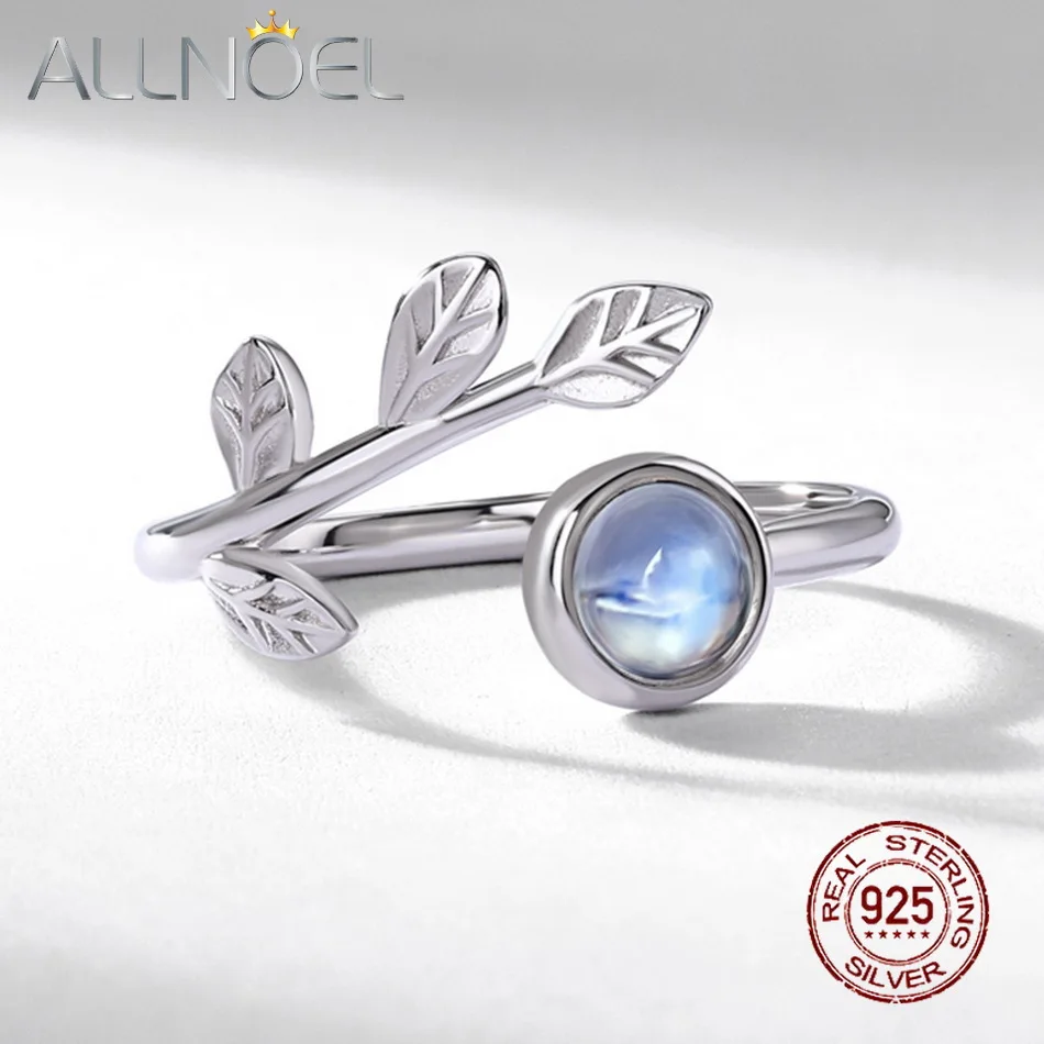 ALLNOEL 925 Sterling Silver 5mm Natural Blue Moonstone Gemstone Ring Star Leaf Design for Women Fine Party Jewelry Gifts Open
ALLNOEL 925 Sterling Silver 5mm Natural Blue Moonstone Gemstone Ring Star Leaf Design for Women Fine Party Jewelry Gifts Open