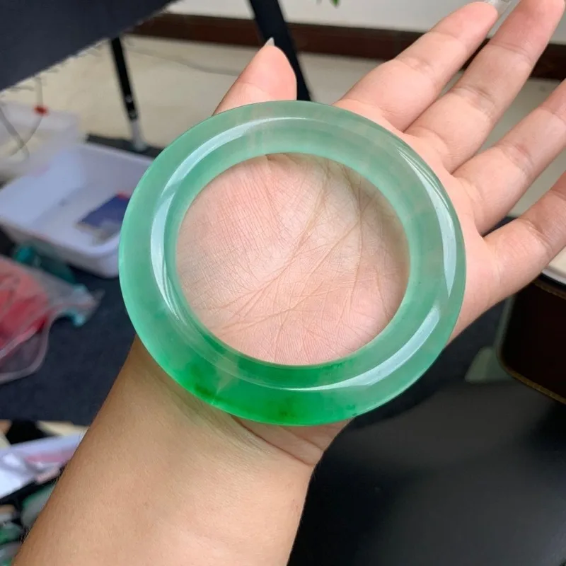 High Ice Floating Green Fat Round Bar Bracelet, Classic Fashion Jade Bracelet Jewelry
High Ice Floating Green Fat Round Bar Bracelet, Classic Fashion Jade Bracelet Jewelry