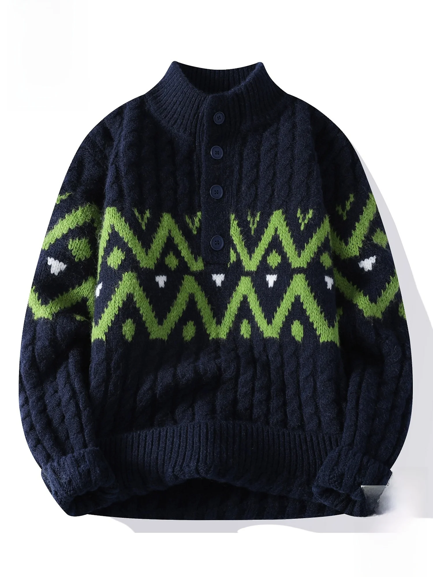 Мужской вязаный свитер Paul Frank с высоким воротником, теплый, повседневный, с узором Fair Isle и геометрическим дизайном
Мужской вязаный свитер Paul Frank с высоким воротником, теплый, повседневный, с узором Fair Isle и геометрическим дизайном