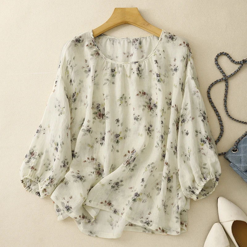 High-End Anti-Aging Japanese Style Oversized Cotton Linen Loose round Neck Shoulder-Off Seven-Quarter Sleeve Women's Top
High-End Anti-Aging Japanese Style Oversized Cotton Linen Loose round Neck Shoulder-Off Seven-Quarter Sleeve Women's Top