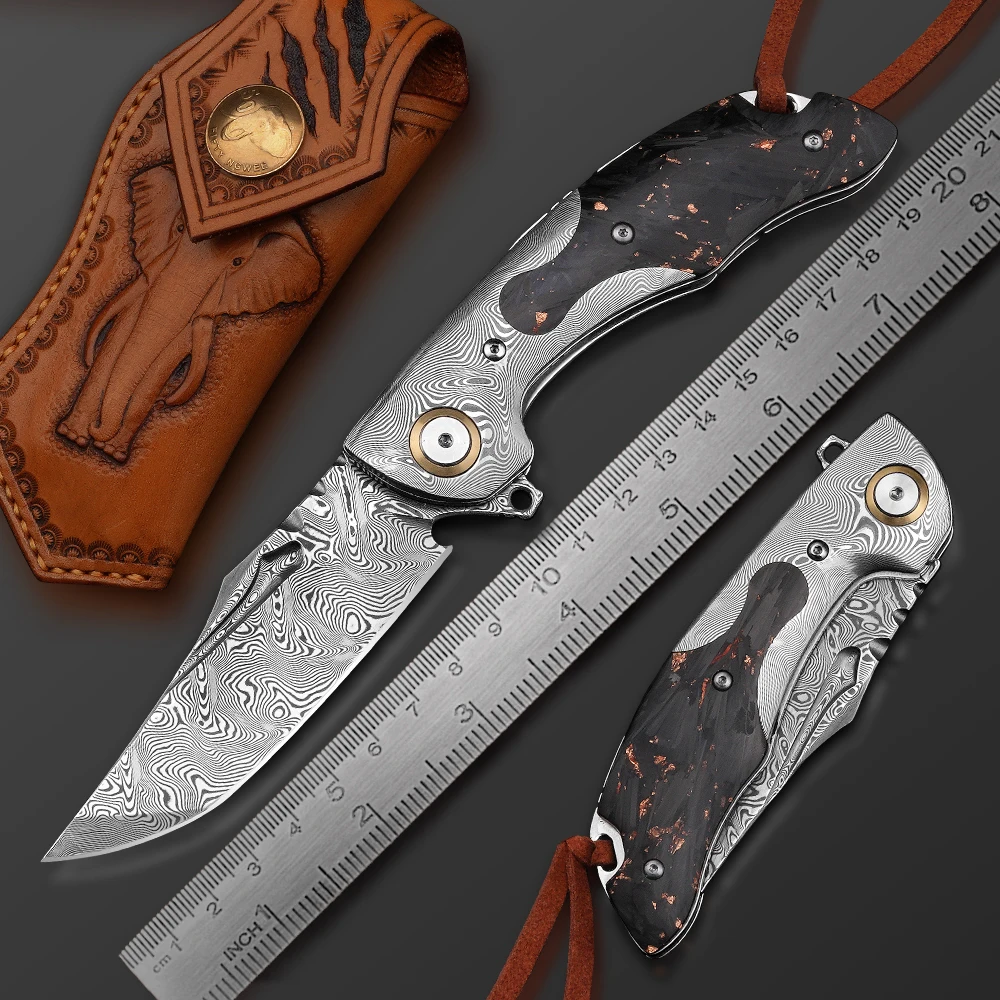 TURENZ Damascus Folding Knife Pocket Knife EDC Tactical Knife Gold Foil Carbon Fiber Handle Outdoor Survival Hunting
TURENZ Damascus Folding Knife Pocket Knife EDC Tactical Knife Gold Foil Carbon Fiber Handle Outdoor Survival Hunting