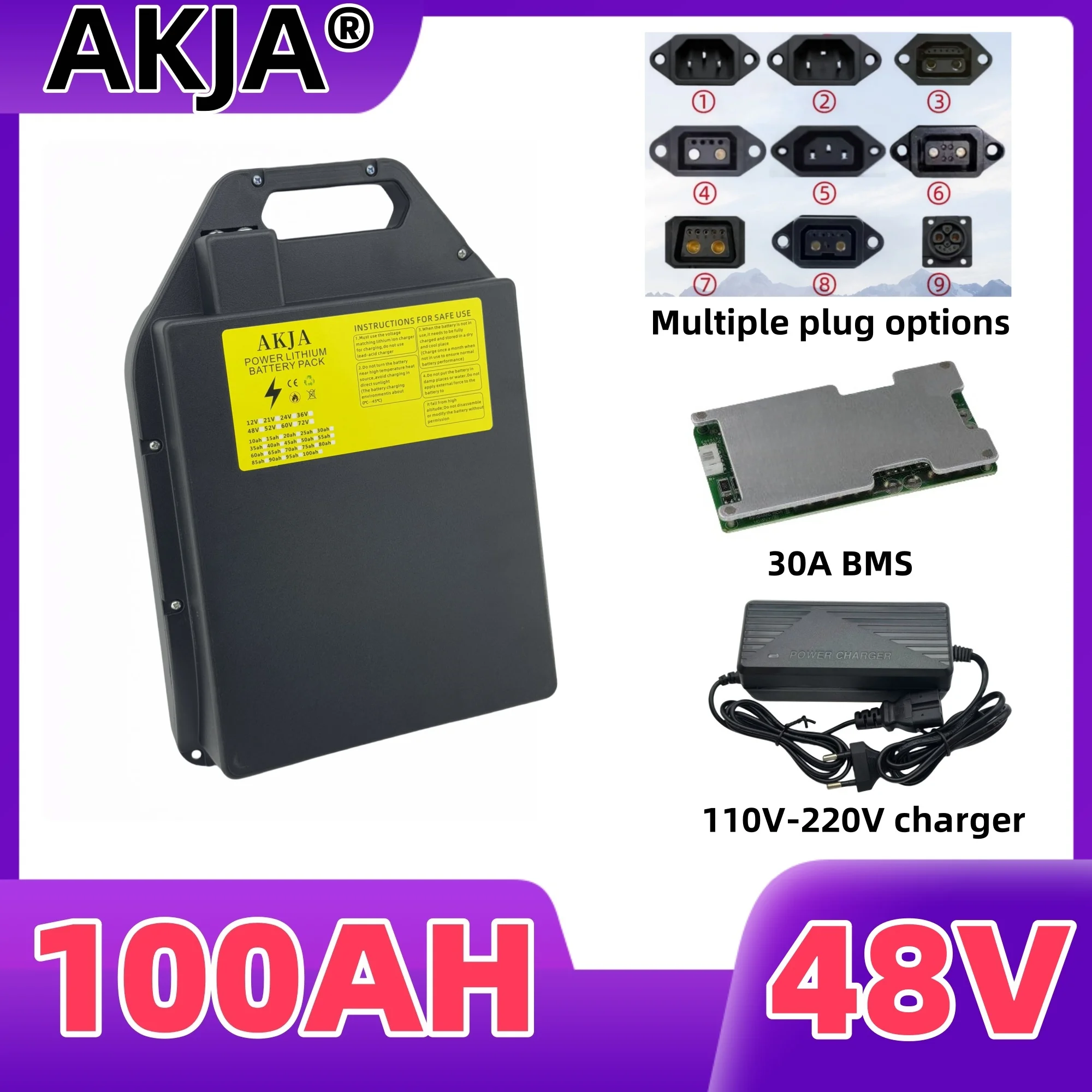 Air fast transportation 48V100AH 18650 lithium battery Lithium battery pack Suitable for motors below 3000W
Air fast transportation 48V100AH 18650 lithium battery Lithium battery pack Suitable for motors below 3000W