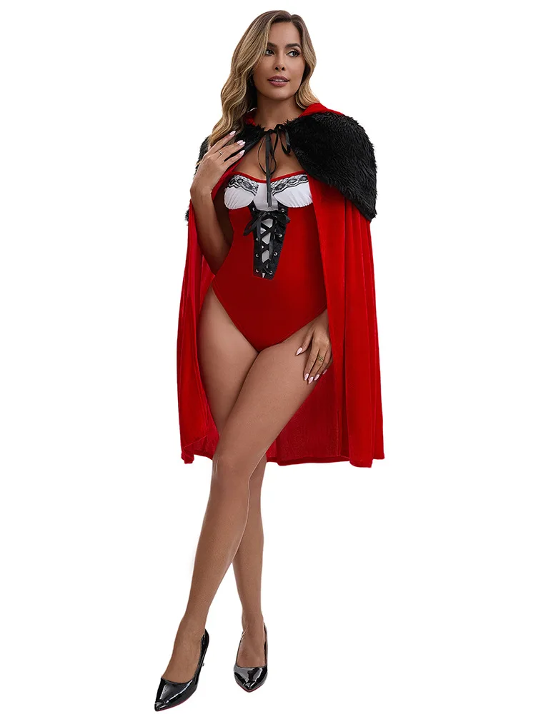 New Fashion Women's Sexy Cosplay Christmas Party Costumes With Large Cape Adult Lady Dress Up Party Roleaply Bodysuit
New Fashion Women's Sexy Cosplay Christmas Party Costumes With Large Cape Adult Lady Dress Up Party Roleaply Bodysuit