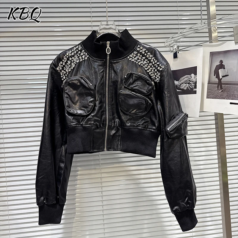 KBQ Solid Spliced Pockets Chic Coats for Women Stand Collar Long Sleeve Patchwork Zipper Loose High Street Jackest Female New 
KBQ Solid Spliced Pockets Chic Coats for Women Stand Collar Long Sleeve Patchwork Zipper Loose High Street Jackest Female New