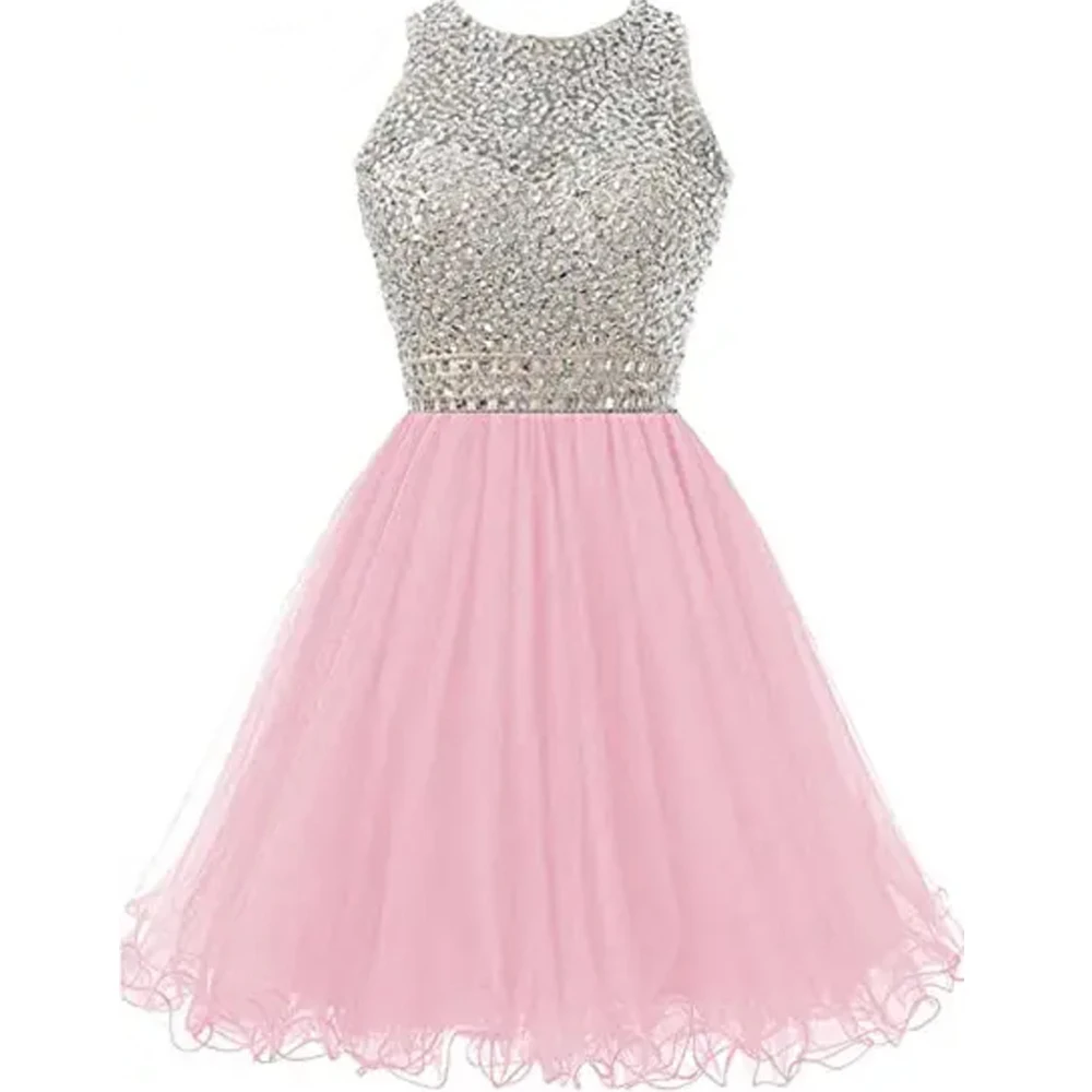 Classic Tulle Mini A-Line Evening Dress O-Neck Sleeveless with Beading and Diamond Party Gowns for Women Wedding Banquet
Classic Tulle Mini A-Line Evening Dress O-Neck Sleeveless with Beading and Diamond Party Gowns for Women Wedding Banquet