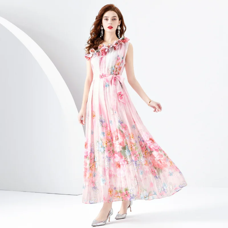 Women Beach Chiffon Dress Summer Holiday Ruffles Off The Shoulder Chic Gradient Flower Print Lace Up Pleated Loose Clothing 2024
Women Beach Chiffon Dress Summer Holiday Ruffles Off The Shoulder Chic Gradient Flower Print Lace Up Pleated Loose Clothing 2024