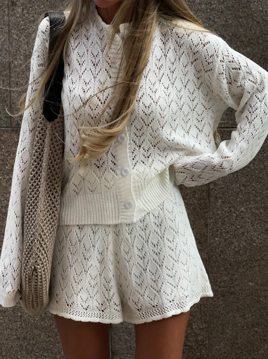 Shpmishal Western Crochet Knit Set Women Early Autumn Hollow Out Loose Fit Two Piece Outfit Youthful Casual Wear
Shpmishal Western Crochet Knit Set Women Early Autumn Hollow Out Loose Fit Two Piece Outfit Youthful Casual Wear