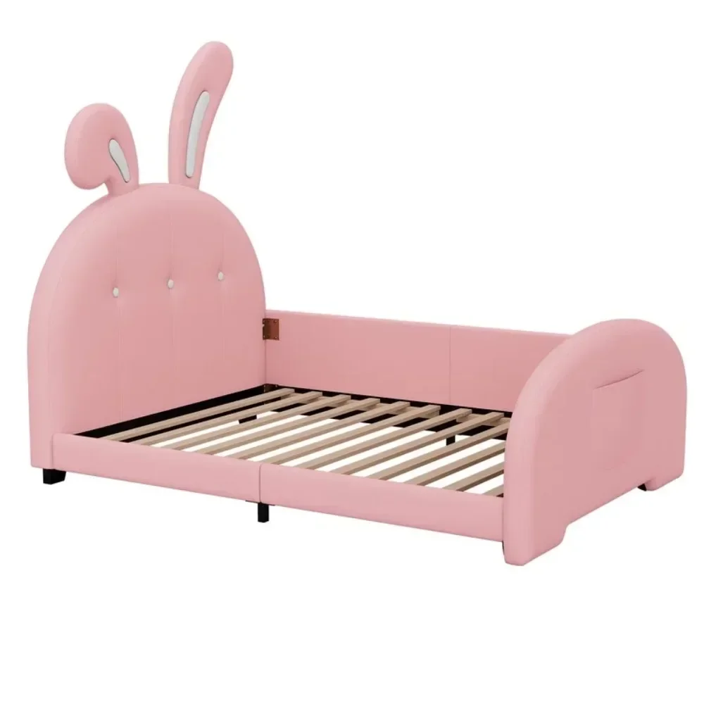 Cute Platform Bed with Rabbit-Shape Headboard and Footboard, Twin Size Upholstered Princess Bed, for Kids Toddlers Boys Girls
Cute Platform Bed with Rabbit-Shape Headboard and Footboard, Twin Size Upholstered Princess Bed, for Kids Toddlers Boys Girls