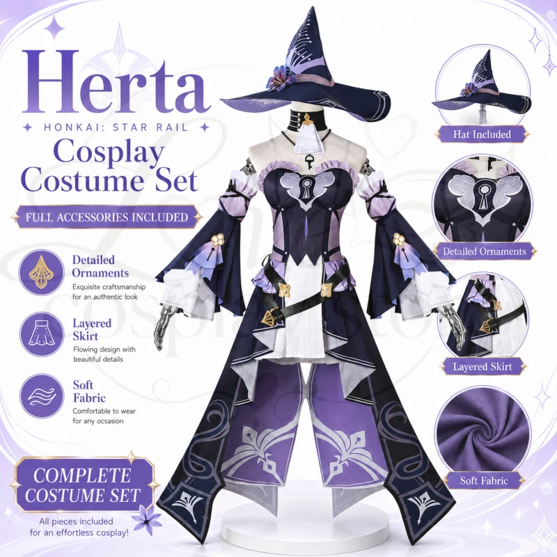 Big Herta Cosplay Costume Long Wig Hair for Star Rail Herta Skin Cosplay Dress Women Party Carnival Role Play Outfits
Big Herta Cosplay Costume Long Wig Hair for Star Rail Herta Skin Cosplay Dress Women Party Carnival Role Play Outfits