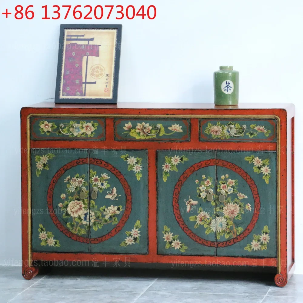 New Chinese solid wood furniture pastoral drawing painted entrance
New Chinese solid wood furniture pastoral drawing painted entrance