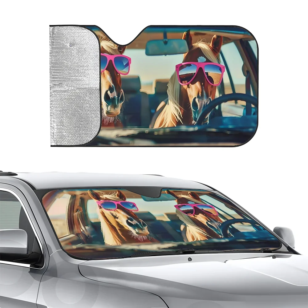 Funny Animal Horse Car SunSha Heat-insulating Aluminum Film Windshield Sunshas UV Rays Blocks Car Sun Visor Protector
Funny Animal Horse Car SunSha Heat-insulating Aluminum Film Windshield Sunshas UV Rays Blocks Car Sun Visor Protector