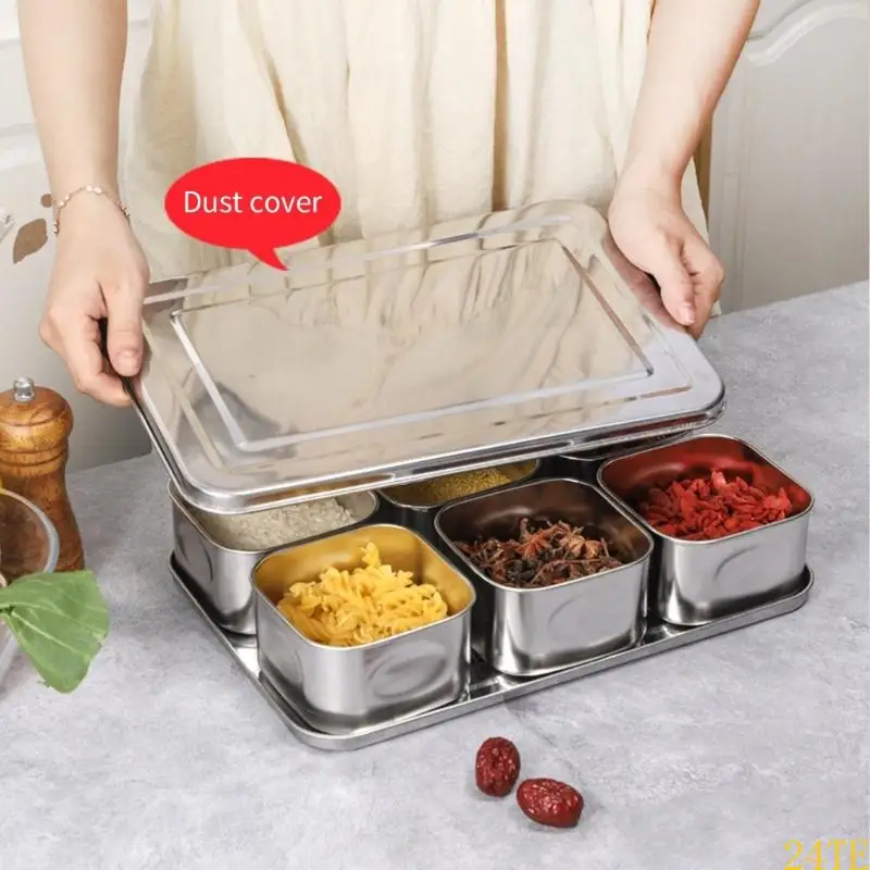 24TE Sturdy Stainless Steel Seasoning Box 6/8 Grids Compartments Easy Extracts Spices Jars For Home Cafes Kitchen Organizers
24TE Sturdy Stainless Steel Seasoning Box 6/8 Grids Compartments Easy Extracts Spices Jars For Home Cafes Kitchen Organizers