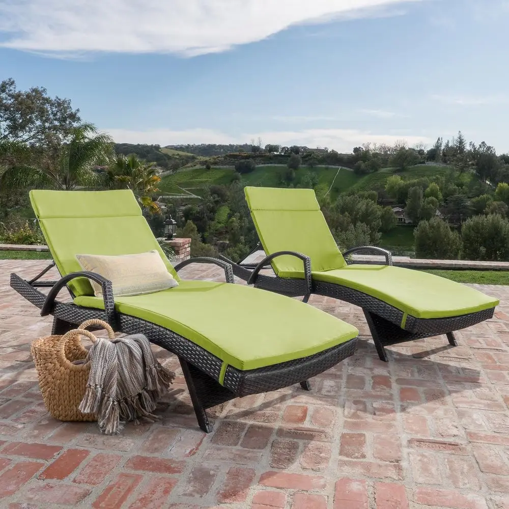 Salem Outdoor Wicker Adjustable Chaise Lounges with Arms, with Cushions, 2-Pcs Set, Multibrown / Green
Salem Outdoor Wicker Adjustable Chaise Lounges with Arms, with Cushions, 2-Pcs Set, Multibrown / Green