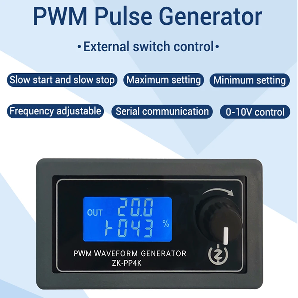 ZK-PP3K/PP4K PWM Pulse Generator Motor Speed Regulator DC 3.3-30V Adjustable LED Dimmer Pulse Frequency Duty Ratio LCD Display
ZK-PP3K/PP4K PWM Pulse Generator Motor Speed Regulator DC 3.3-30V Adjustable LED Dimmer Pulse Frequency Duty Ratio LCD Display