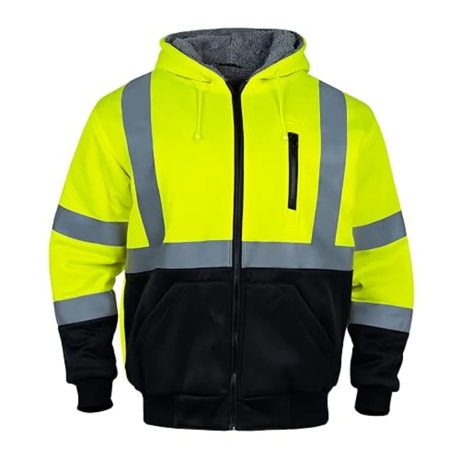 FONIRRA Men's Hi Vis Hoodie Reflective ANSI Class 3 Wool Fleece Safety Sweatshirts High Visibility Zipper Jacket
FONIRRA Men's Hi Vis Hoodie Reflective ANSI Class 3 Wool Fleece Safety Sweatshirts High Visibility Zipper Jacket