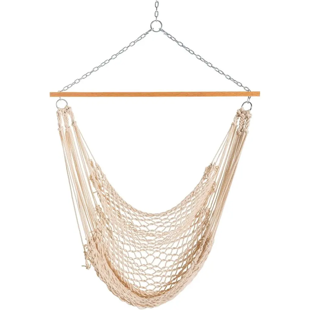 Durable Hammock Chair with Oak Bar, 350 lbs Capacity, Zinc Hardware, Handcrafted in USA
Durable Hammock Chair with Oak Bar, 350 lbs Capacity, Zinc Hardware, Handcrafted in USA
