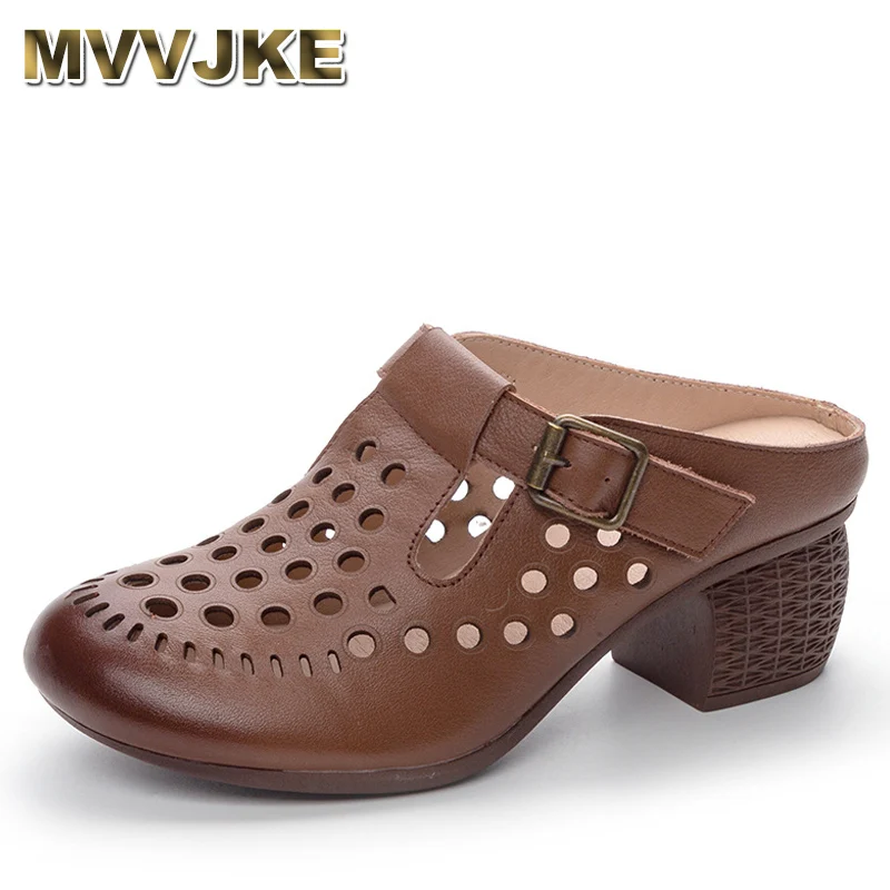 2024 Round Toe Breathable Hollow Hole Shoes Woman Genuine Leather Slippers Thick Heel Sandals Summer Fashion Slipper New
2024 Round Toe Breathable Hollow Hole Shoes Woman Genuine Leather Slippers Thick Heel Sandals Summer Fashion Slipper New