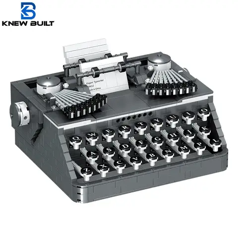 KNEW BUILT Vintage Typewriter 3D Model Construction Classical Designs Micro Mini Game Player Building Blocks Children Brick Toys