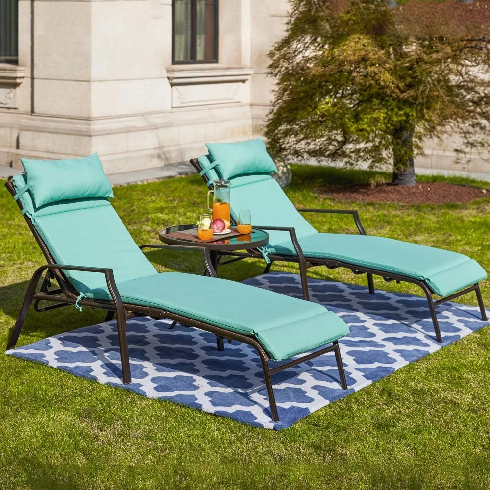 3 Pieces Chaise Lounge Set of 2 Patio Chairs with Adjustable Back Removable Cushions and 1 Bistro Table Outdoor Furniture for P
3 Pieces Chaise Lounge Set of 2 Patio Chairs with Adjustable Back Removable Cushions and 1 Bistro Table Outdoor Furniture for P