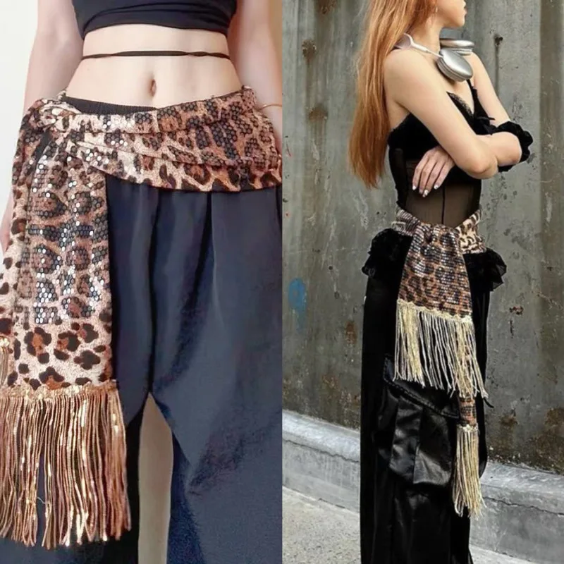 Bohemian Jazz Dance Waist Scarf, Personalized Leopard Print Sequins Fart Curtain Street Dance Trend Belly Dance Waist Outfit New
Bohemian Jazz Dance Waist Scarf, Personalized Leopard Print Sequins Fart Curtain Street Dance Trend Belly Dance Waist Outfit New
