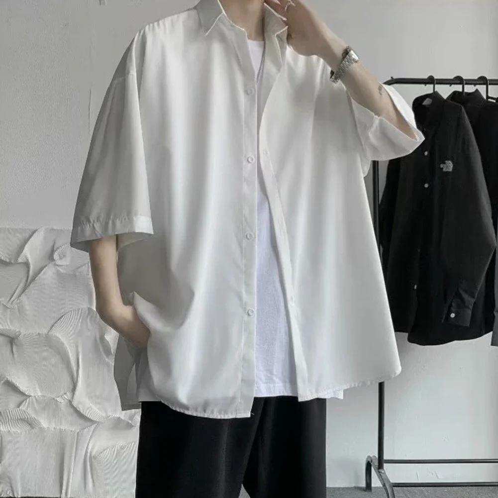 Men's Summer Loose Short Sleeve Shirts Ice Silk Sagging Sensation Tops Lapel Collar Man Shirt And Blouse Streetwear
Men's Summer Loose Short Sleeve Shirts Ice Silk Sagging Sensation Tops Lapel Collar Man Shirt And Blouse Streetwear
